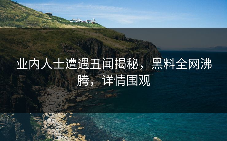 业内人士遭遇丑闻揭秘，黑料全网沸腾，详情围观