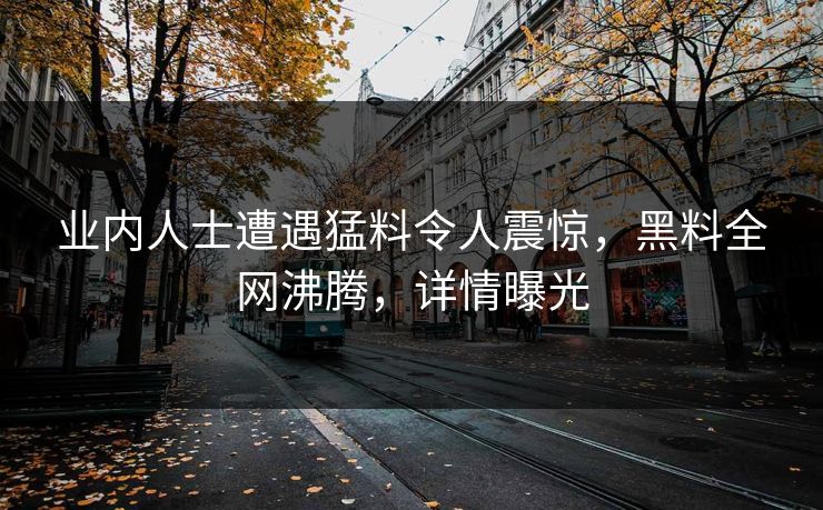 业内人士遭遇猛料令人震惊，黑料全网沸腾，详情曝光
