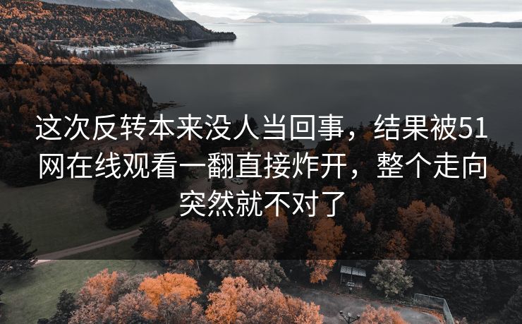 这次反转本来没人当回事，结果被51网在线观看一翻直接炸开，整个走向突然就不对了